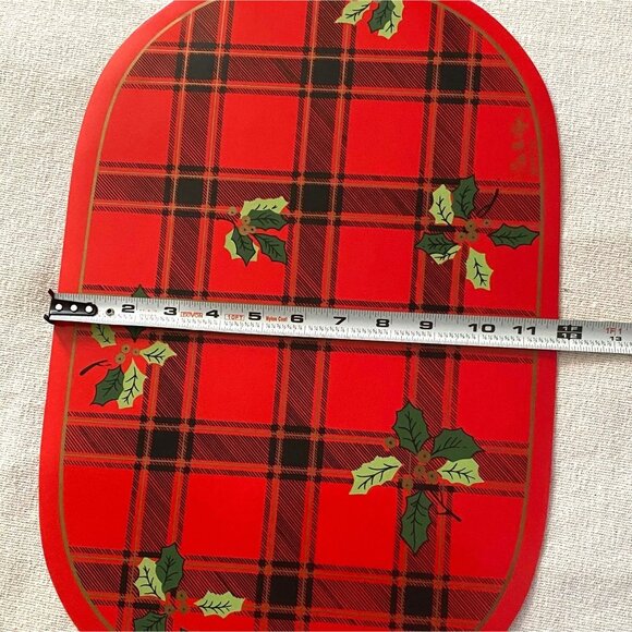 Christmas Placemats Set of 3 Cala Di Volpe Maytex Mills Red Vinyl Holiday Dining - Picture 5 of 9